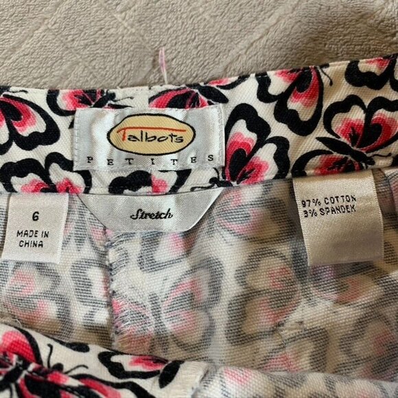 Talbots Womens 6p Pants Crop Capri Colorful Butterfly Print Mid Rise Stretch - Picture 5 of 12